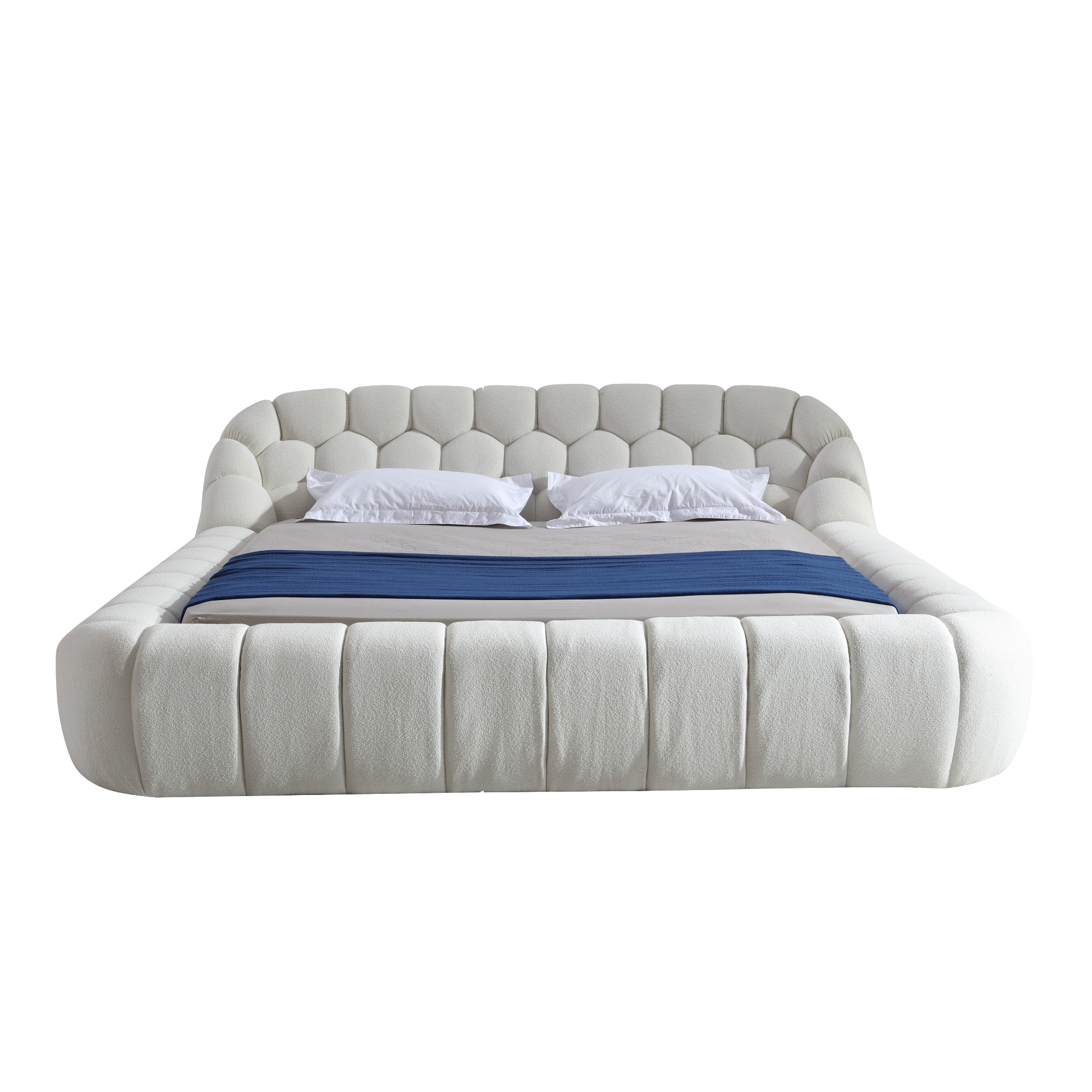 Object A127 Tufted Bed Frame in Ivory White Boucle