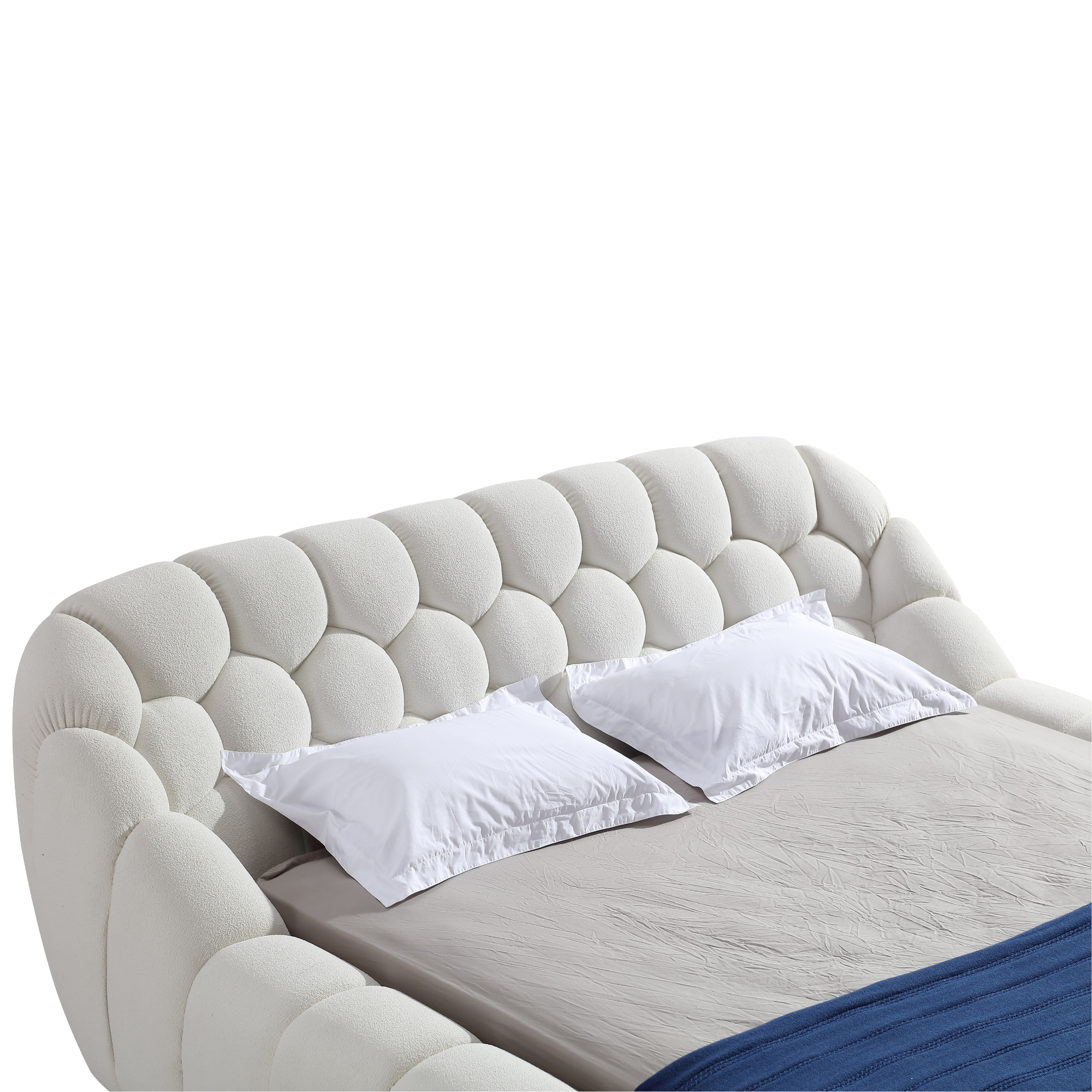 Object A127 Tufted Bed Frame in Ivory White Boucle