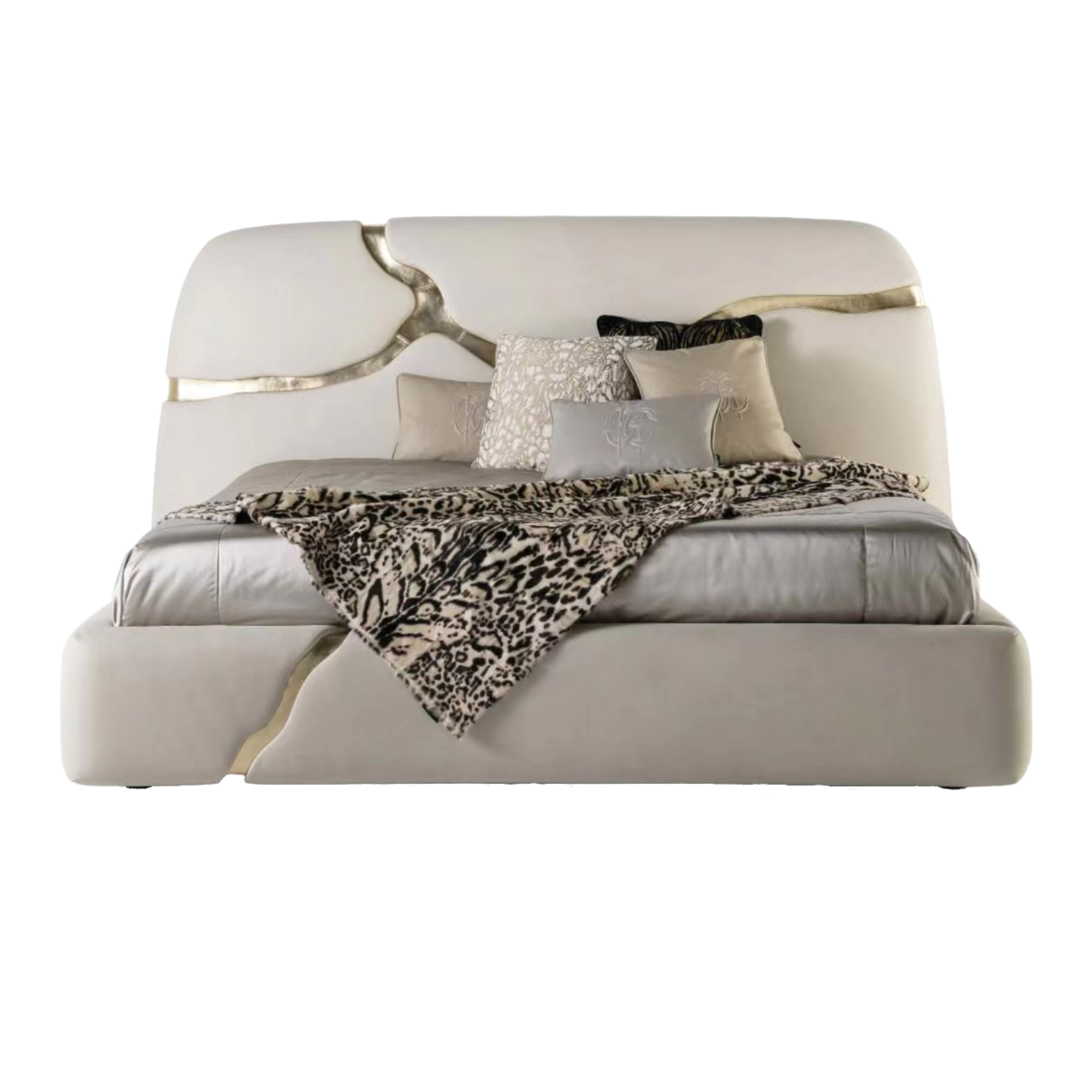 Object A199 Upholstered Bed Frame in Ivory Velvet