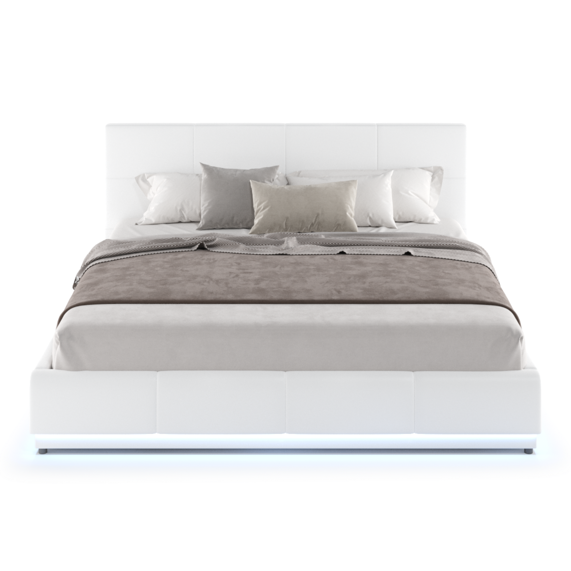Object 501 Storage LED Bed Frame in White Vegan Leather