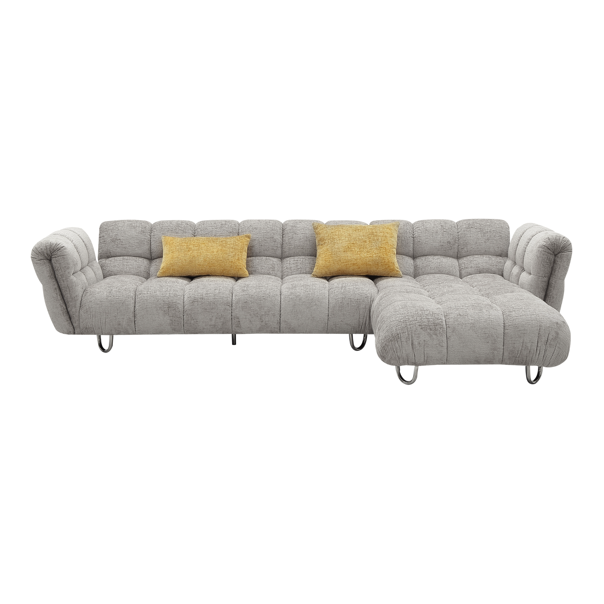 Object 23106 L-Shaped Right-Hand Facing Sofa in Gray Boucle