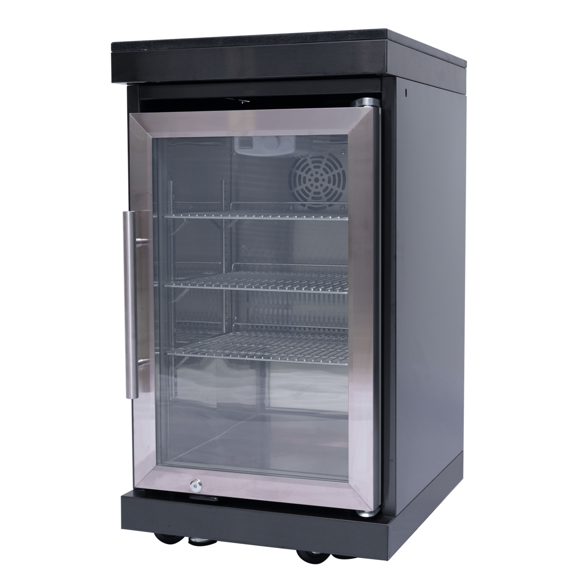 43-Inch 6-Burner 85000 BTU Deluxe Stainless Steel Gas Outdoor Kitchen Bar Barbecue Island Grill + Wine Cooler Compact Refrigerator + Rotisserie kit + Granite Countertops + Stainless steel Sink