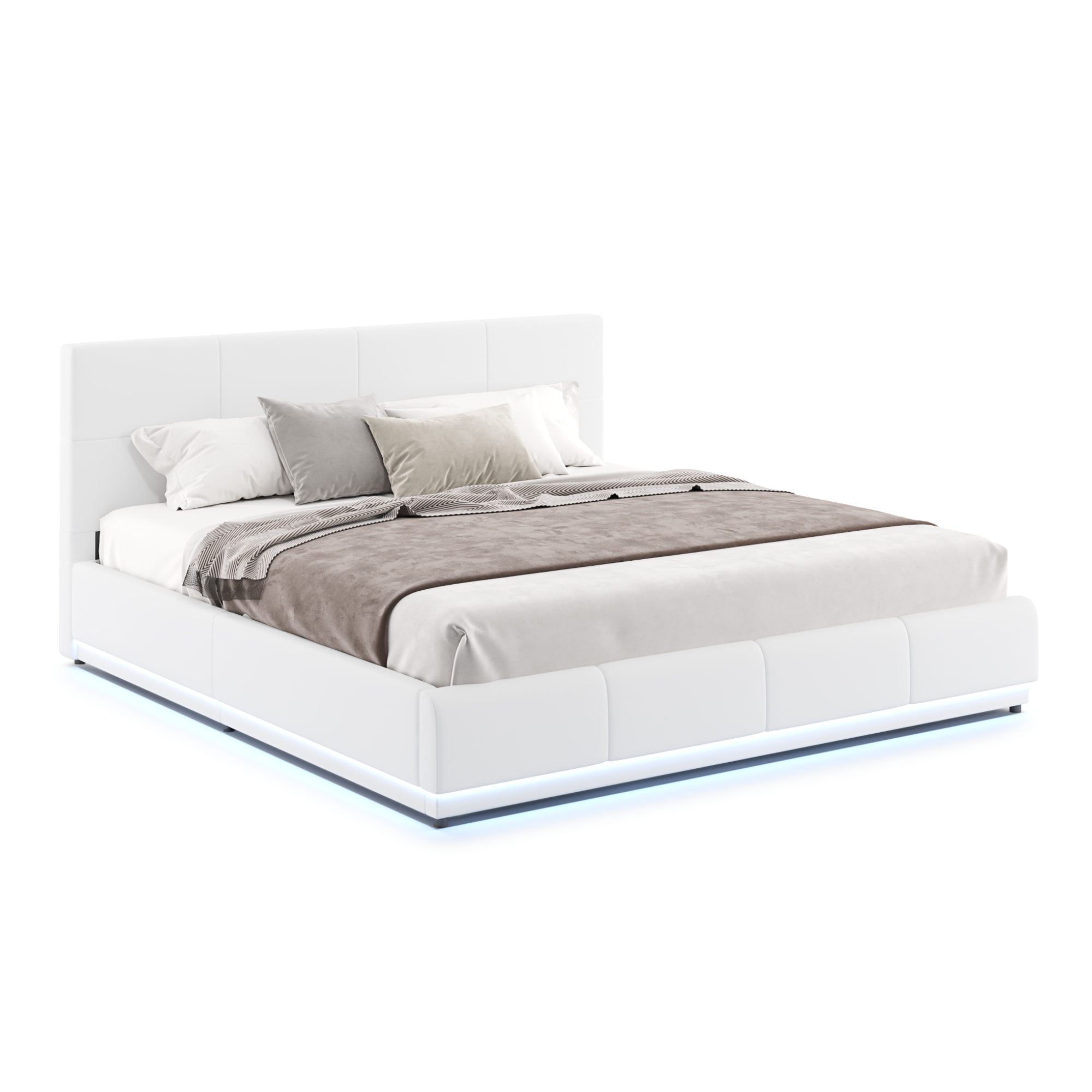 Object 501 Storage LED Bed Frame in White Vegan Leather