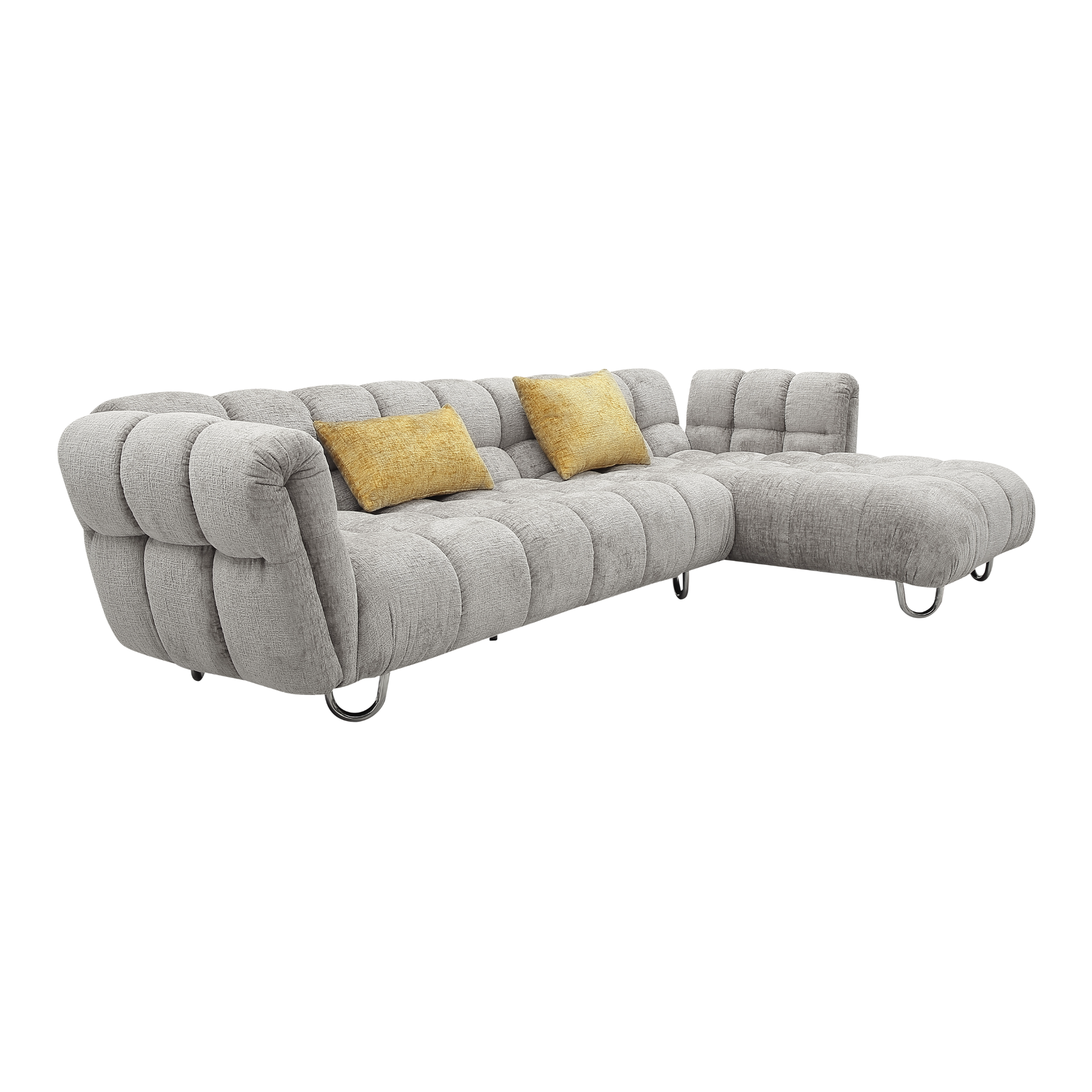 Object 23106 L-Shaped Right-Hand Facing Sofa in Gray Boucle