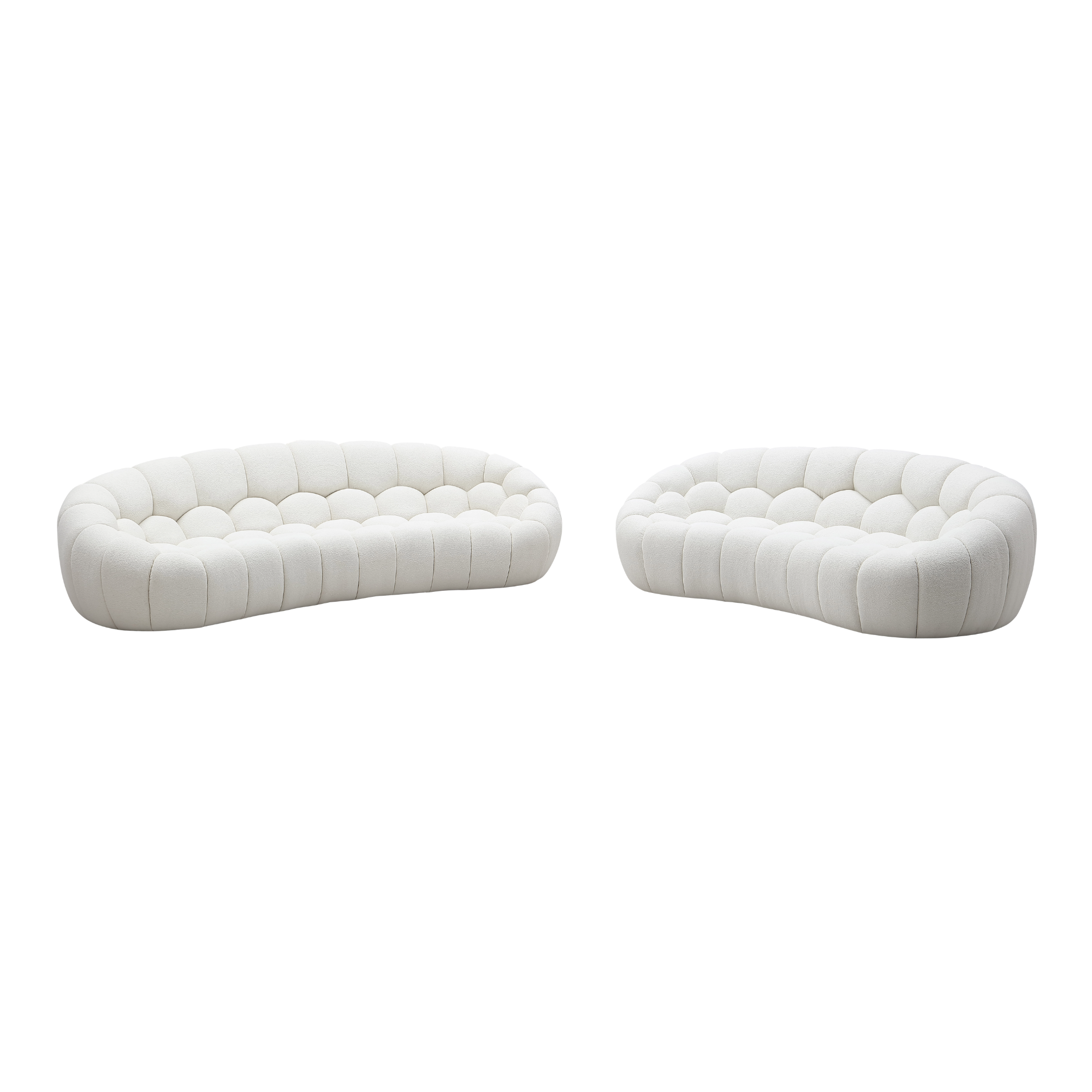 Object 2126C 2 Piece Living Room Set in Ivory White Boucle