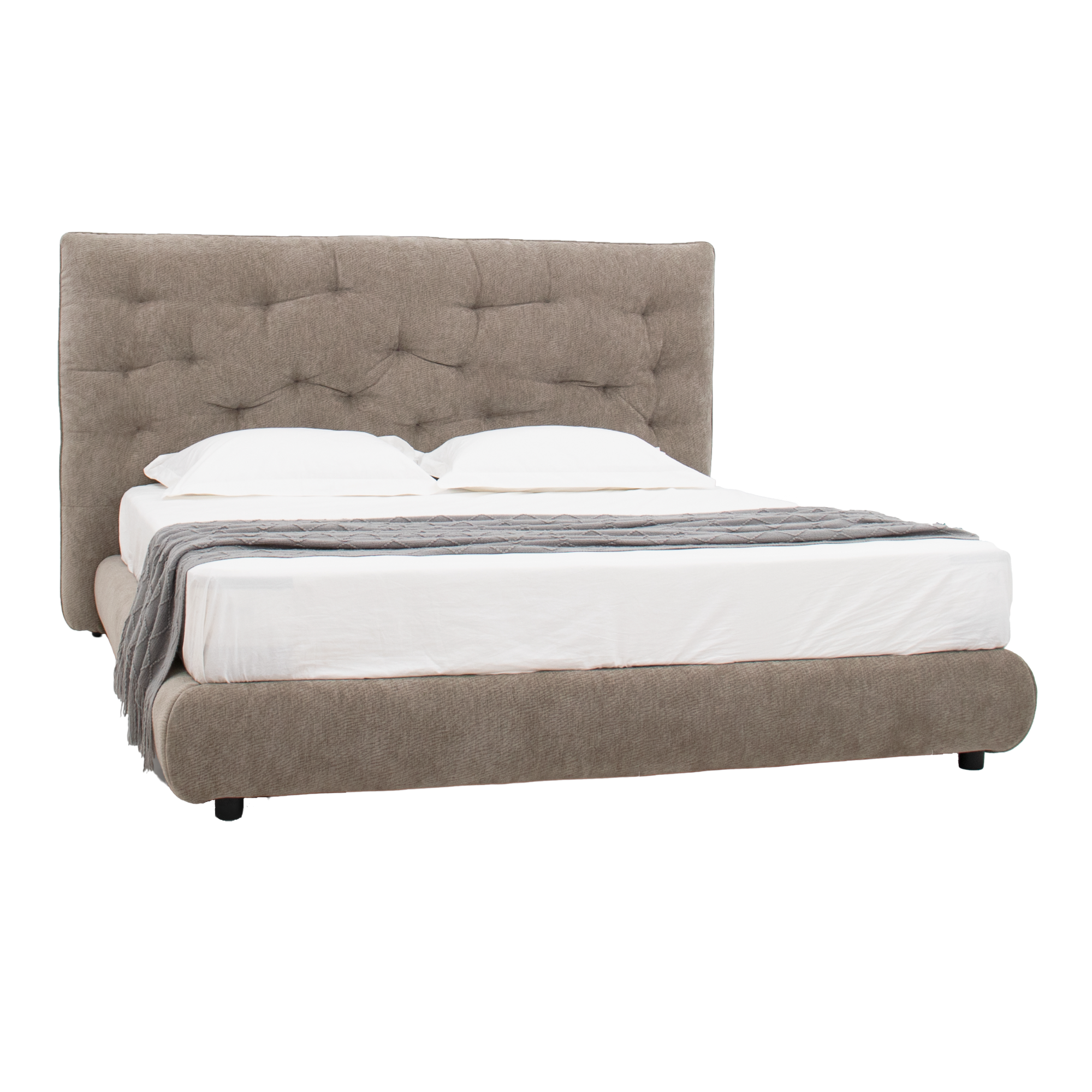 Object A180 Upholstered Bed Frame in Beige Chenille