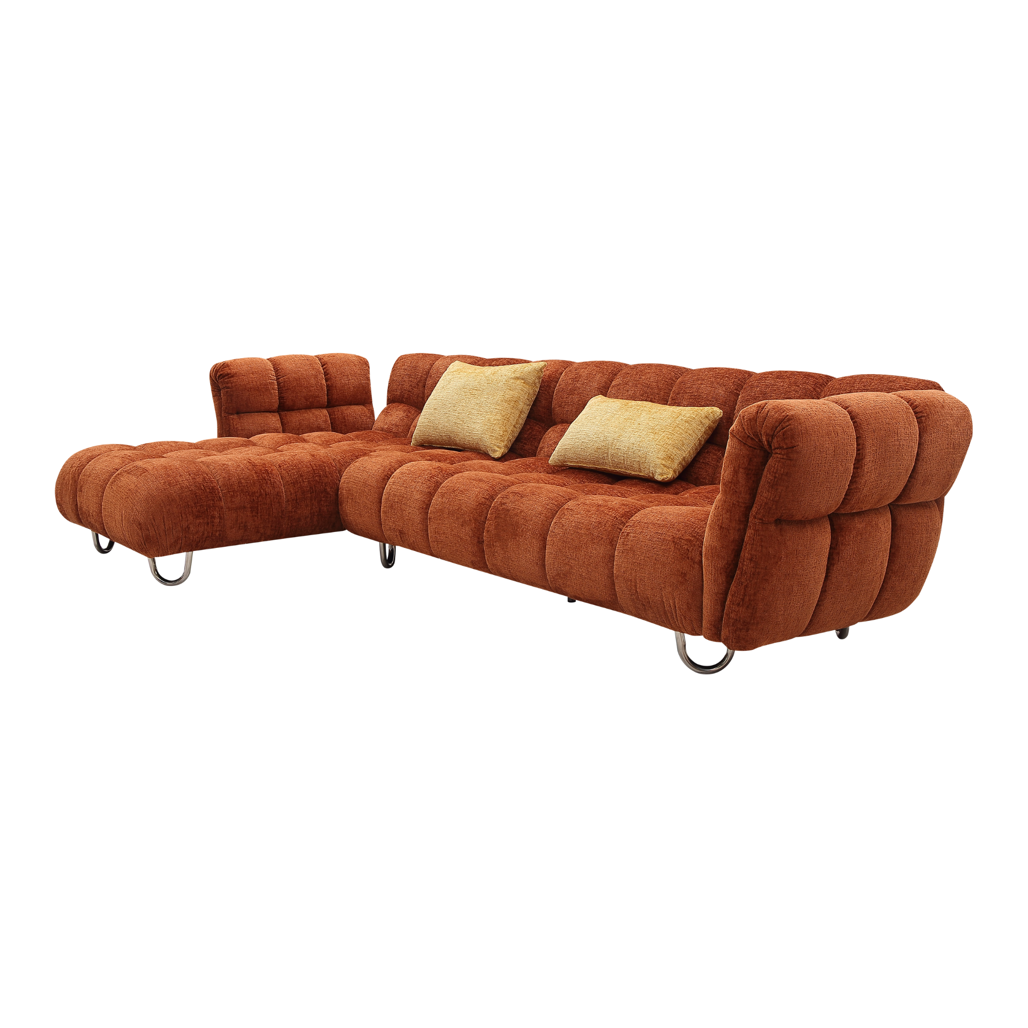 Object 23106 L-Shaped Left-Hand Facing Sofa in Terracotta Velvet
