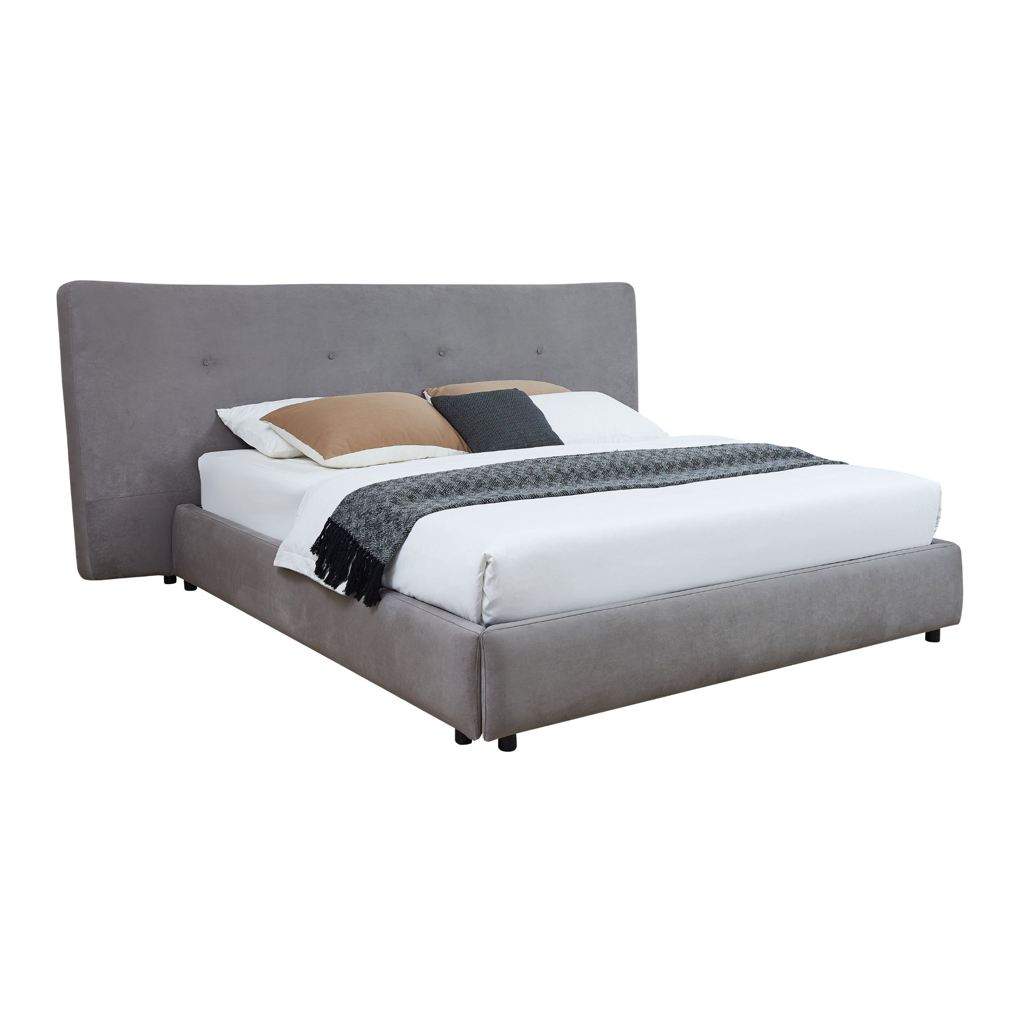 Object A137 Upholstered Bed Frame in Gray Velvet