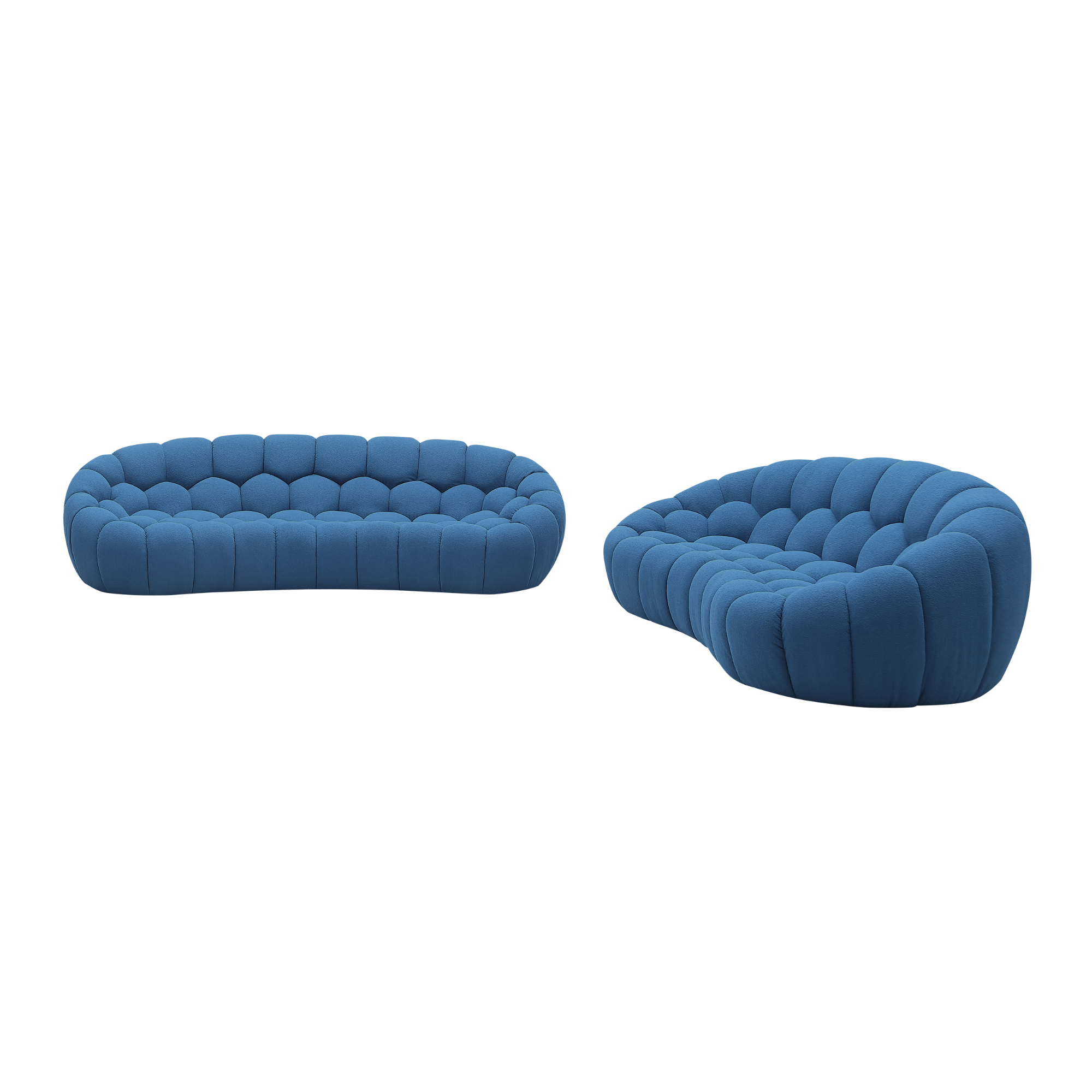 Object 2126C 2 Piece Living Room Set in Sapphire Blue Boucle