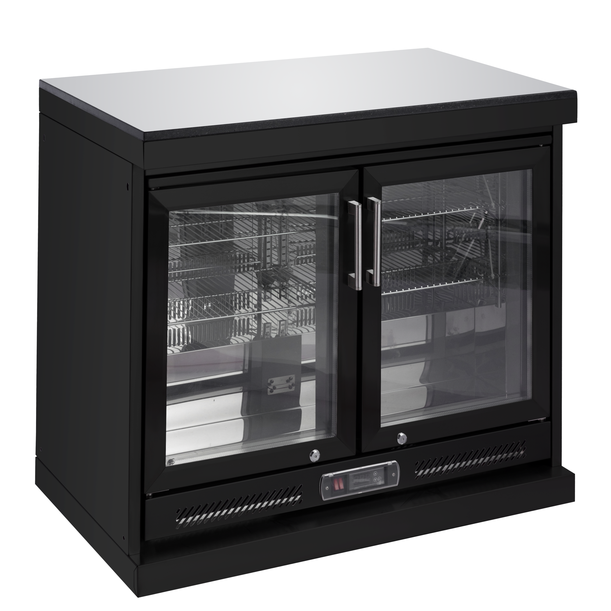157-inch island with: 62-Inch 6-Burner 96000 BTU Deluxe Stainless Steel Gas Outdoor Kitchen Bar Barbecue Island Grill + Wine Cooler Compact Refrigerator + Rotisserie + Granite Countertops + Storage Cabinets & Drawers