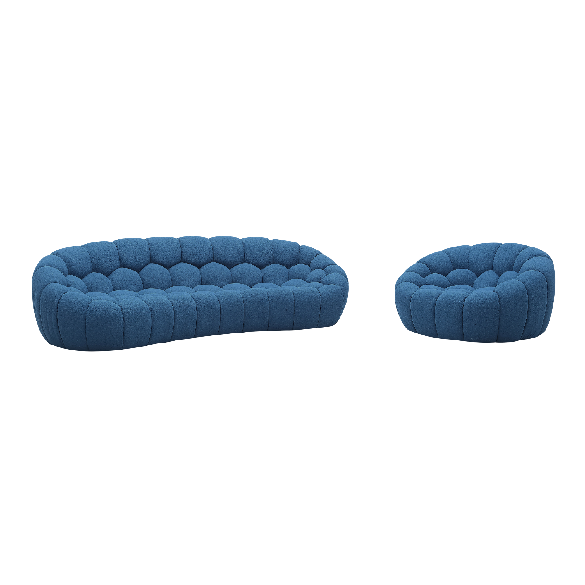 Object 2126C 2 Piece Living Room Set in Sapphire Blue Boucle