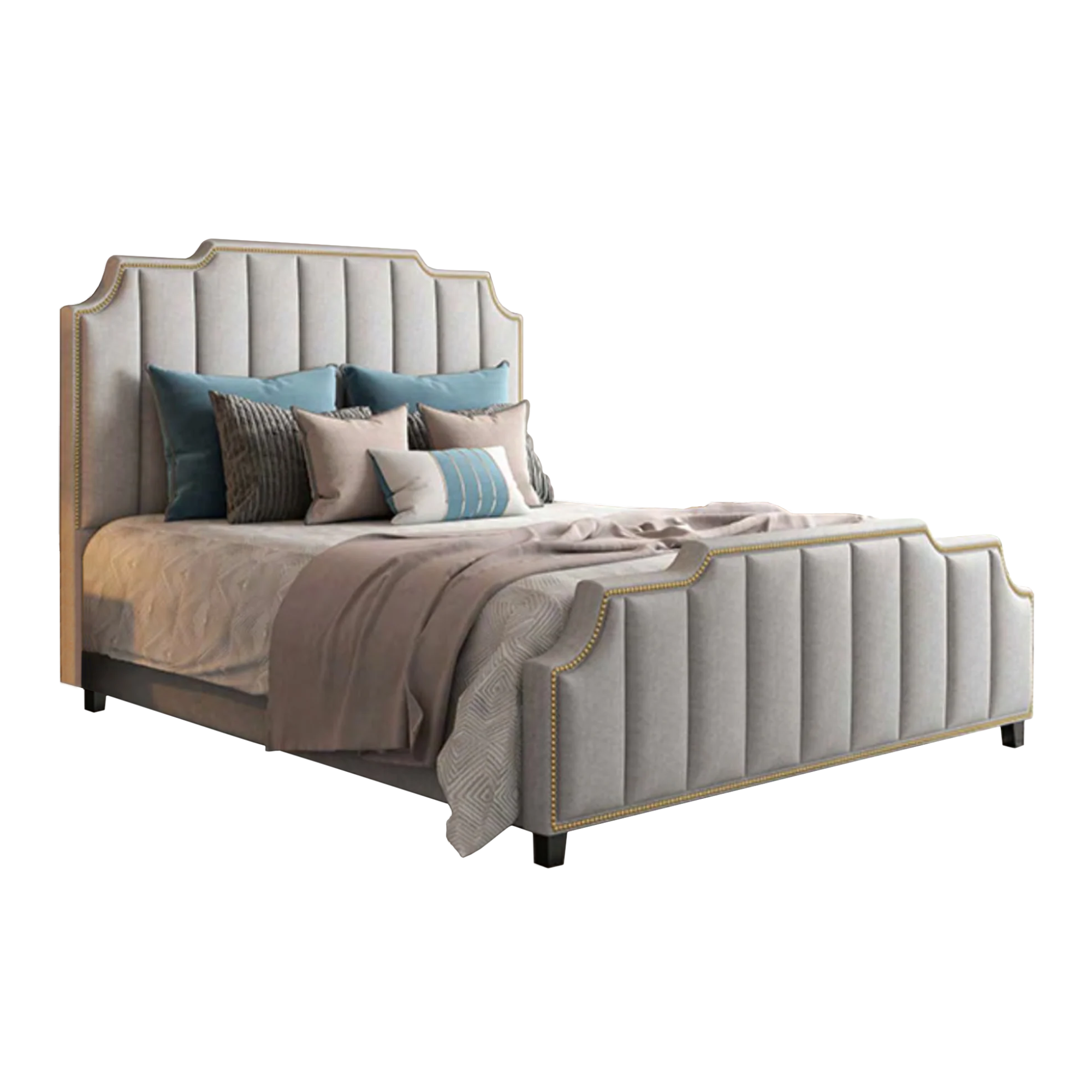 Object A122 Tufted Bed Frame in Gray Velvet