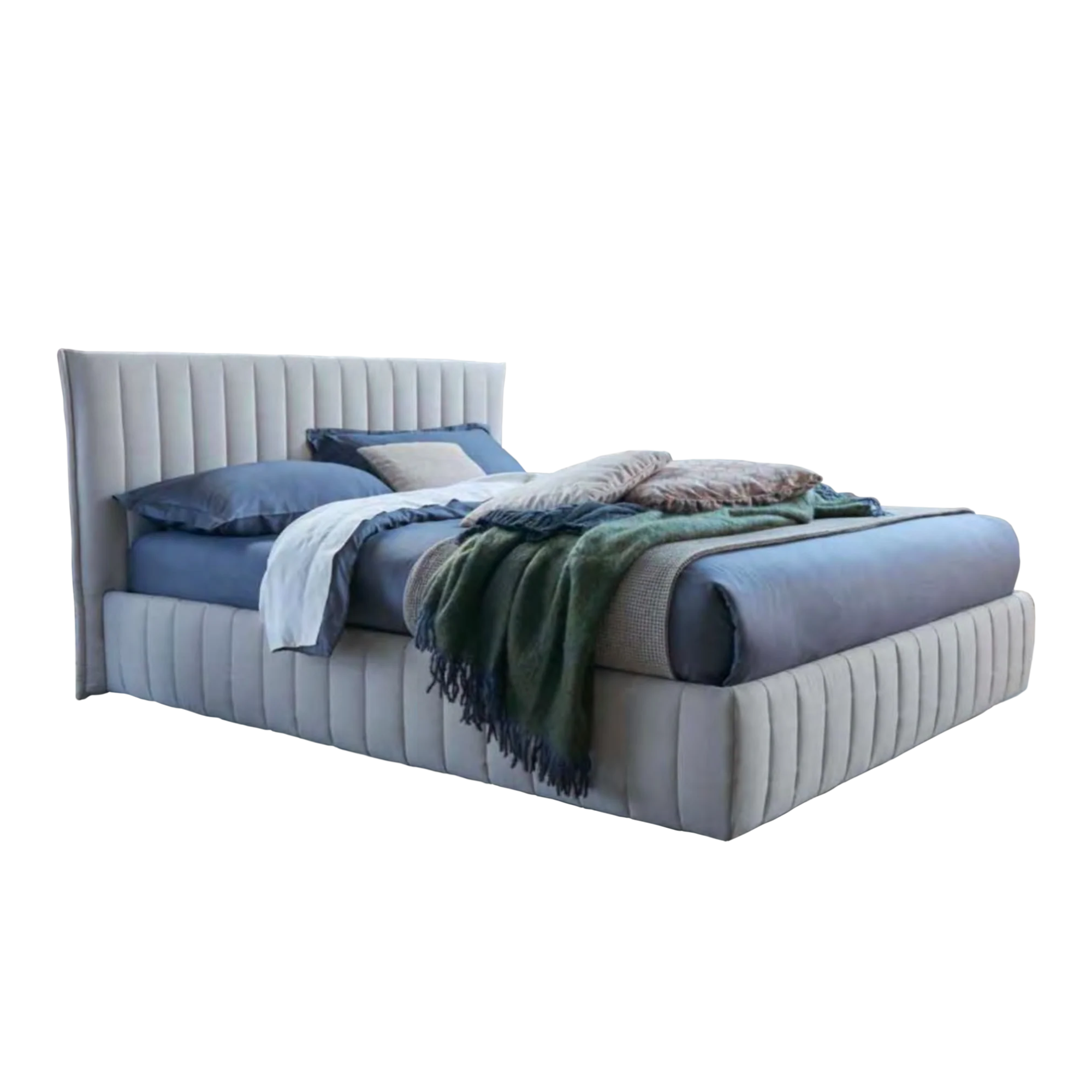 Object A132 Tufted Bed Frame in Gray Velvet