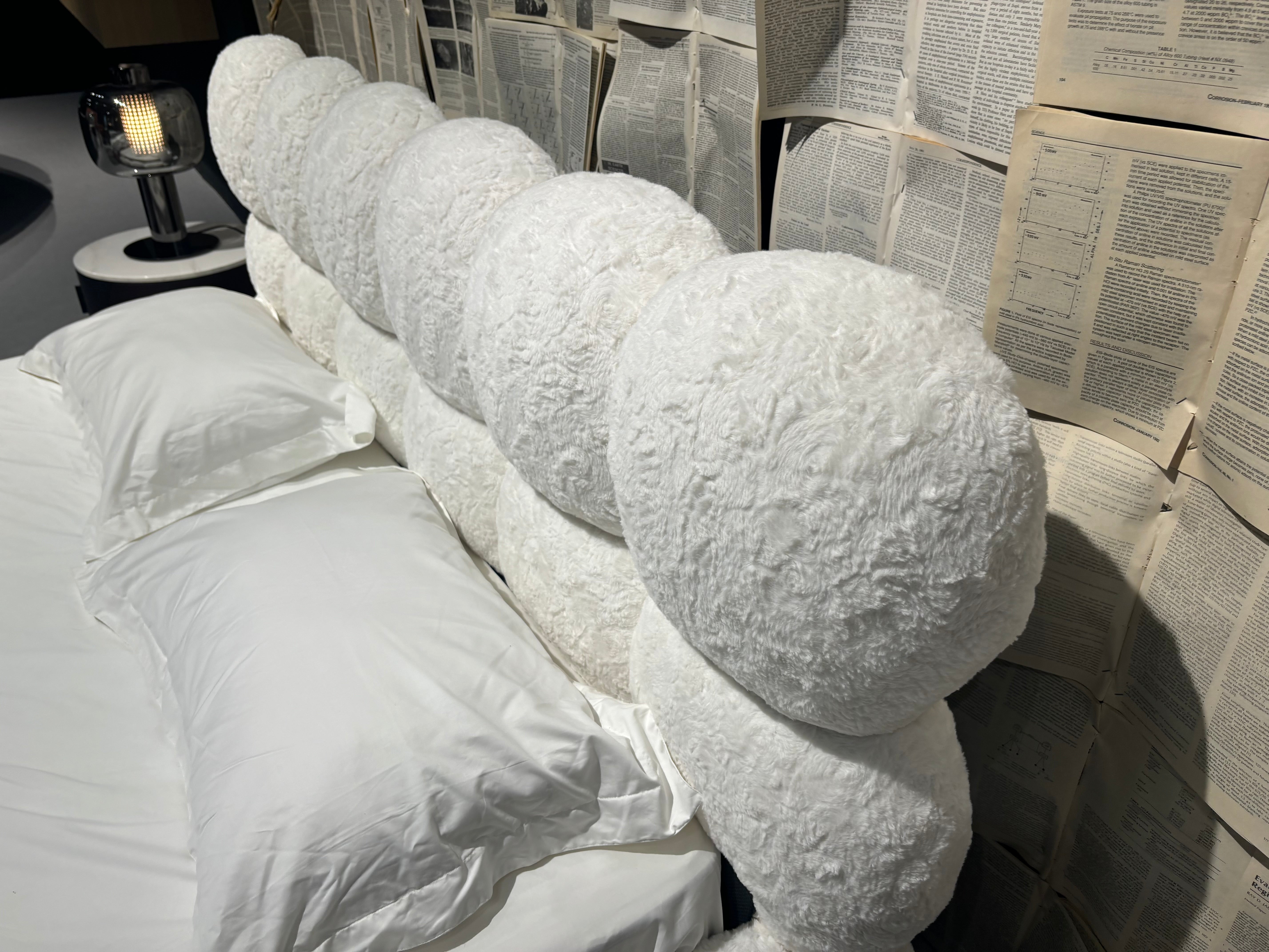 Object A195 Cloud Bed Frame in Ivory White Boucle