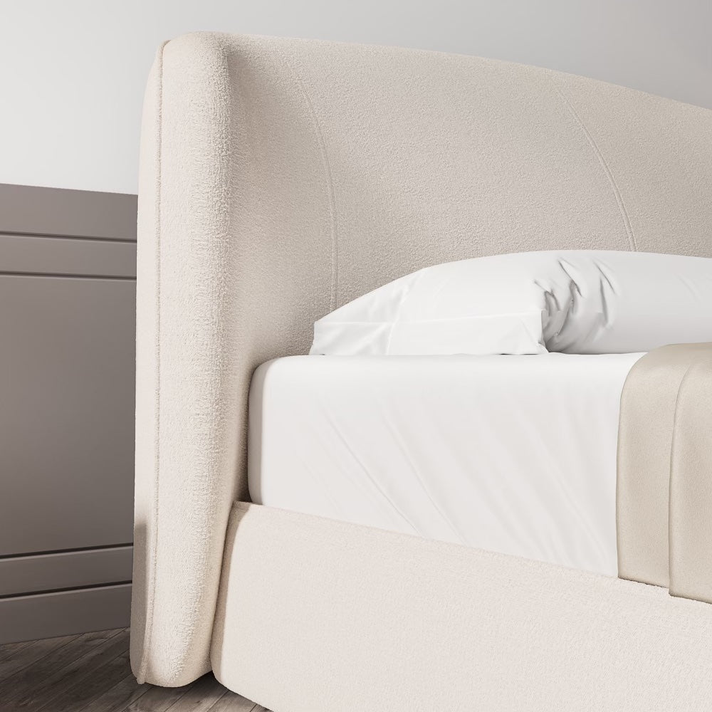 Object A149 Upholstered Bed Frame in Ivory White Boucle