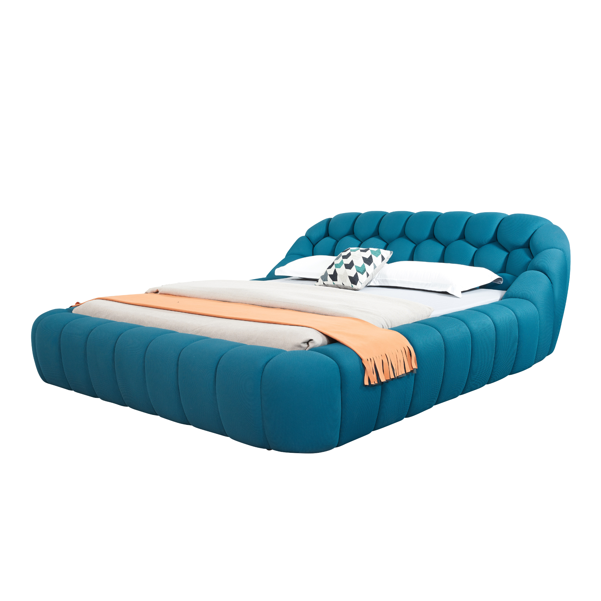 Object A127 Tufted Bed Frame in Sapphire Blue Mesh Fabric