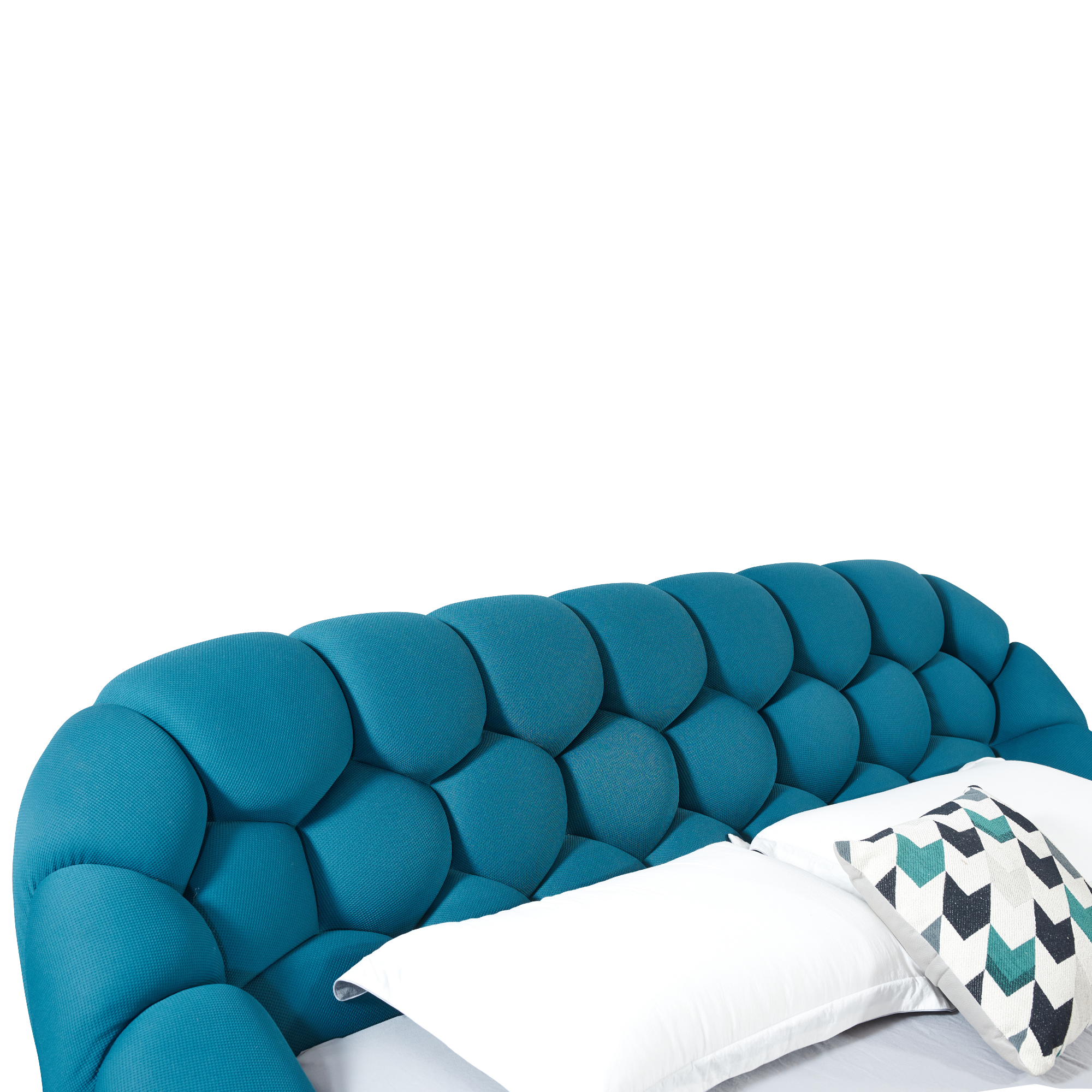 Object A127 Tufted Bed Frame in Sapphire Blue Mesh Fabric