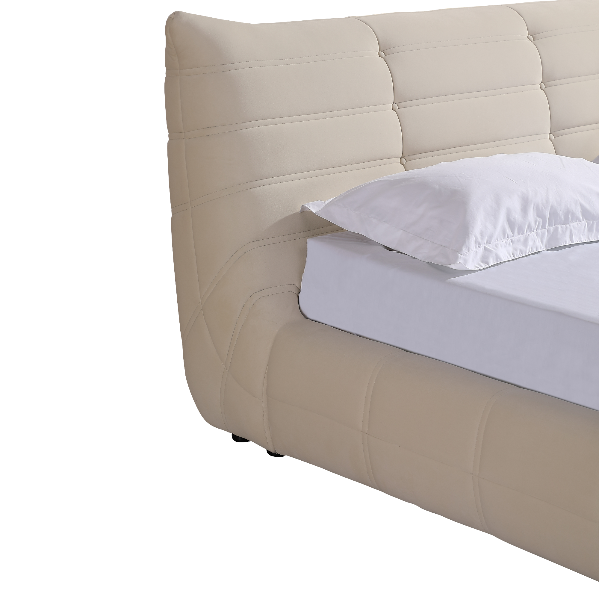 Object A145 Upholstered Bed Frame in Ivory White Velvet