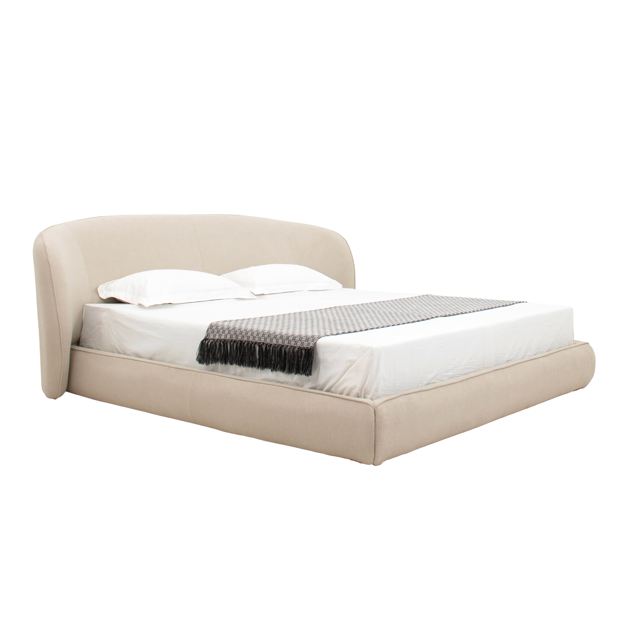 Object A149 Upholstered Bed Frame in Ivory White Boucle
