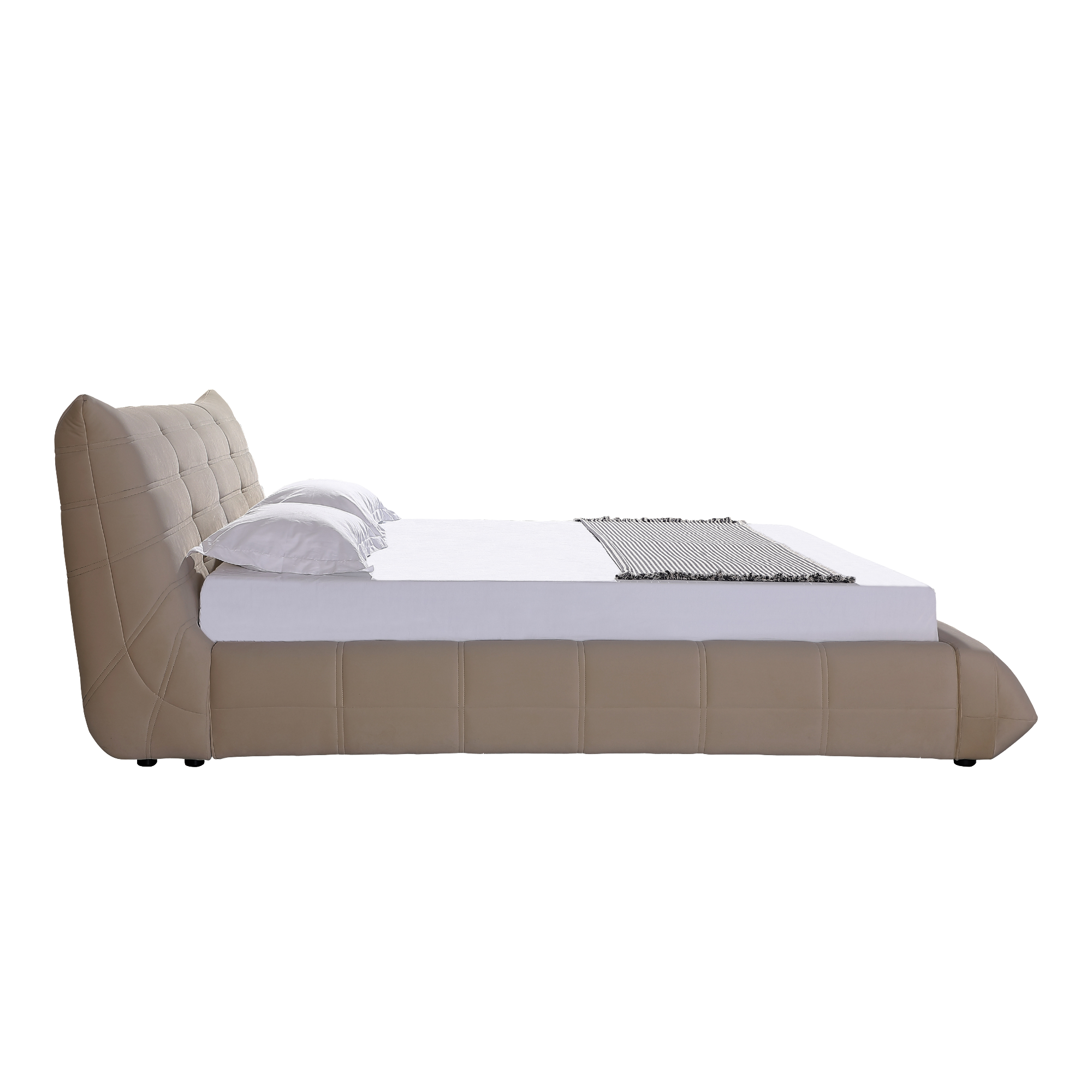 Object A145 Upholstered Bed Frame in Powder Beige Velvet