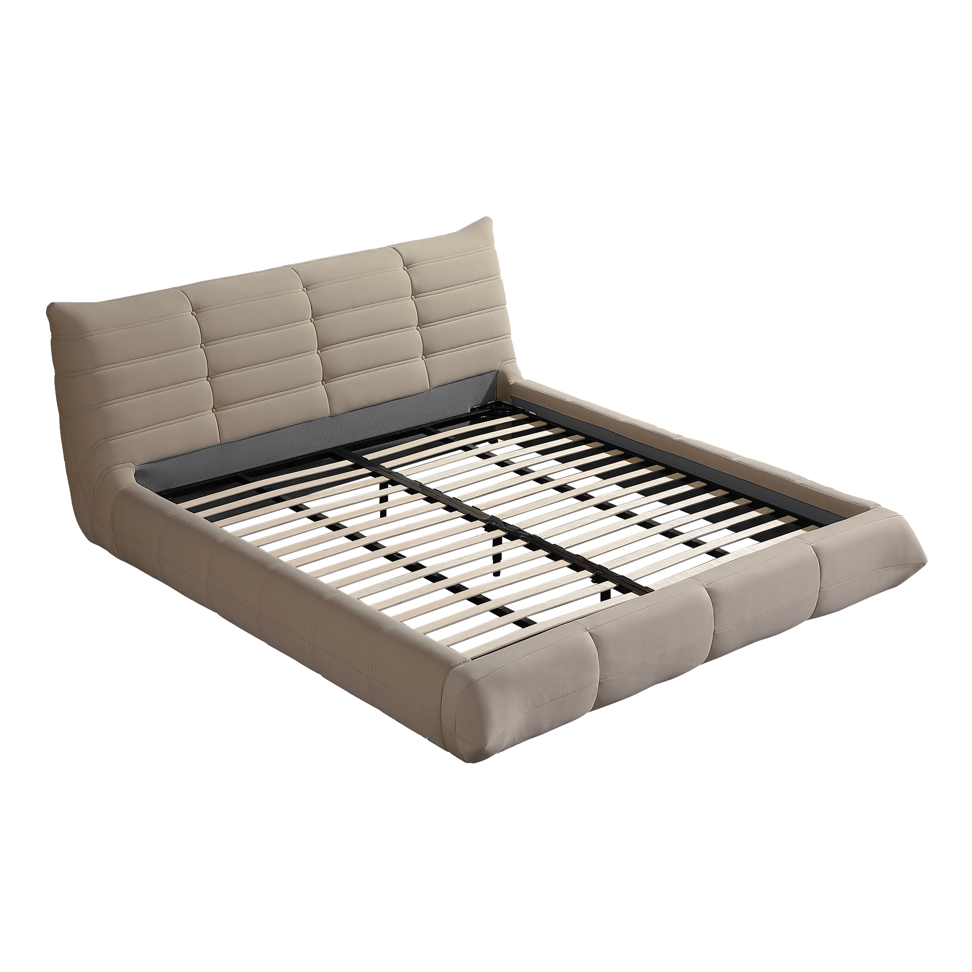 Object A145 Upholstered Bed Frame in Powder Beige Velvet